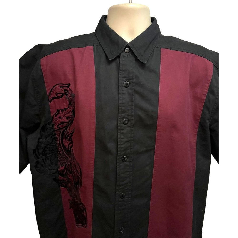 Harley Davidson Motorcycle Mechanic Garage Embroider Eagle Button Up Shirt Large - Picture 6 of 9